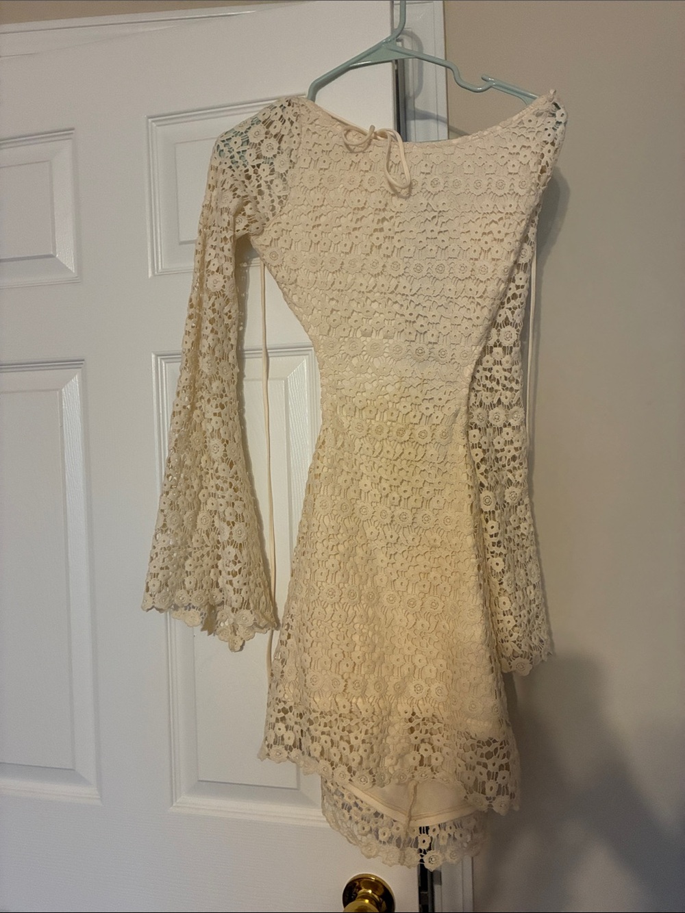 Lucy in the Sky Cream Crochet Long-Sleeve Mini Dress